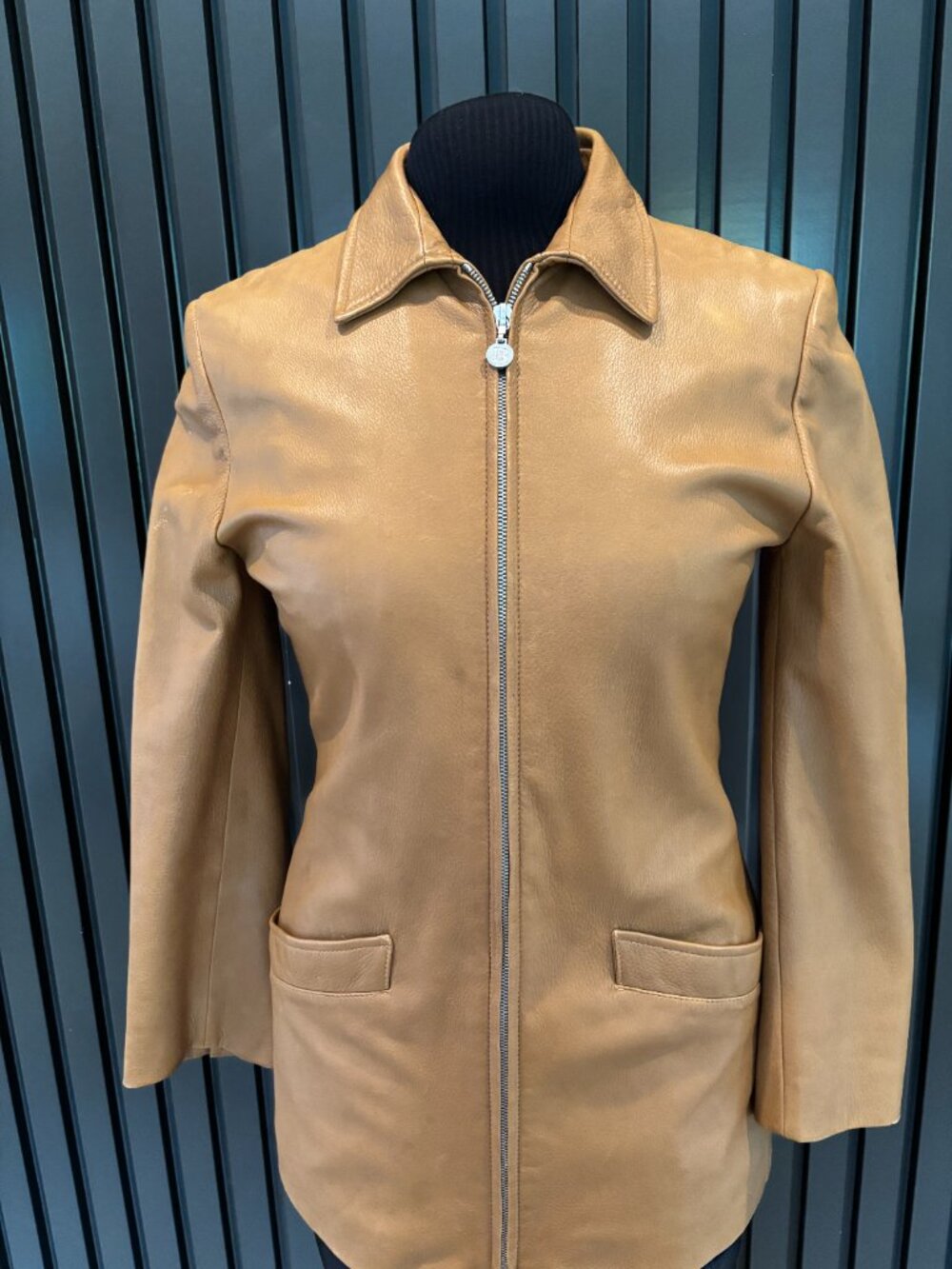Vintage Bally Leather Zip Up Jacket in Tan